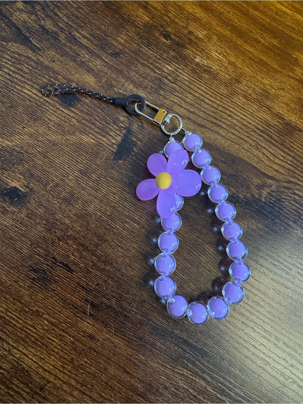 Purple Daisy Beaded Phone Wrist Strap - Unbranded
